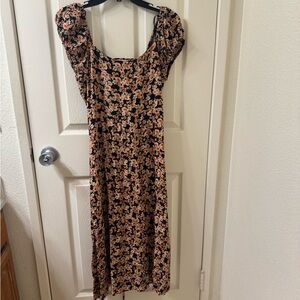 Elodie Brown Tan Flutter Sleeve Sundress
